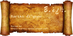 Bartko Ágnes névjegykártya